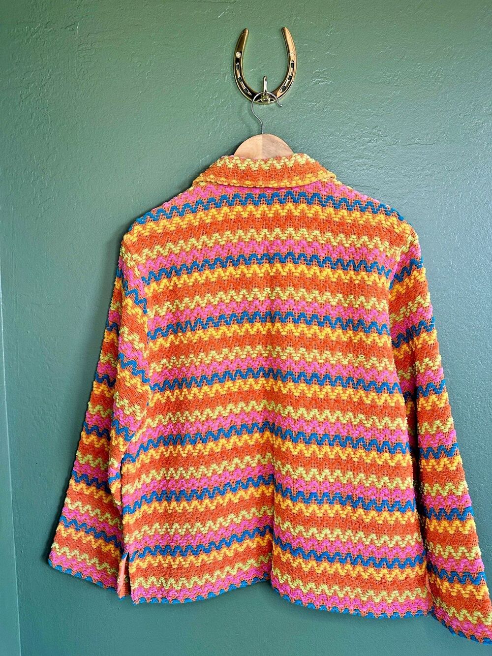 Anu by Natural Multicolor Blazer Large NWT 100% cotton Made in India Boho Artsy - Picture 4 of 9